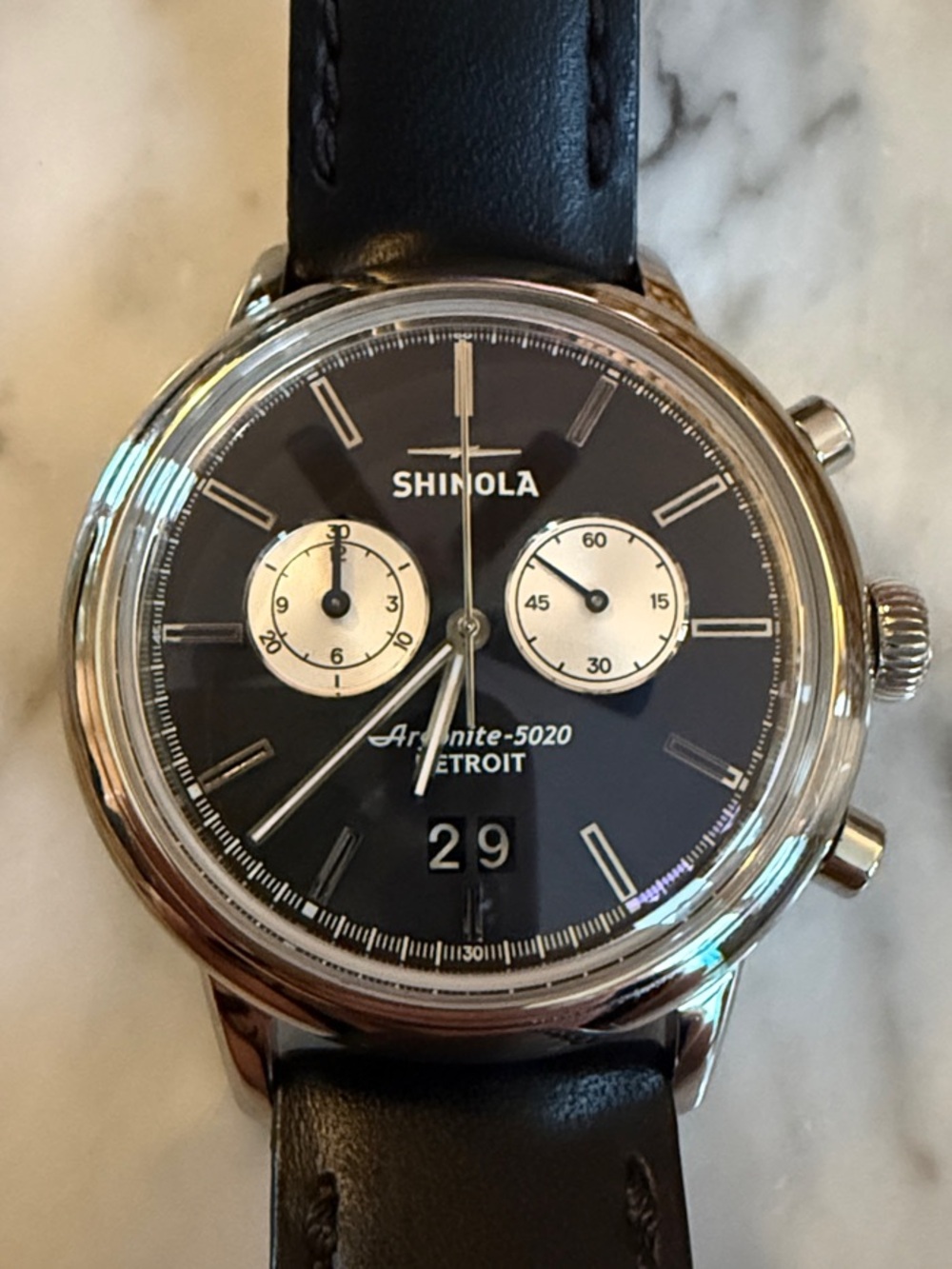 Shinola Bedrock Chronograph 42mm Black Watch with Silver Accents